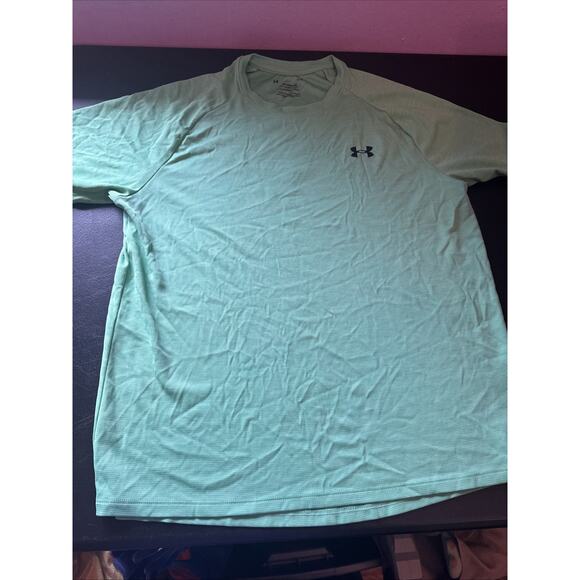 Under Armour Men's Tech Tee - Neon Green Sz Large short sleeve - Picture 4 of 6
